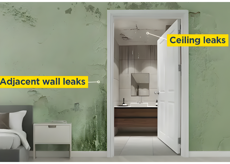 Bathroom wall dampness and water seepage repair