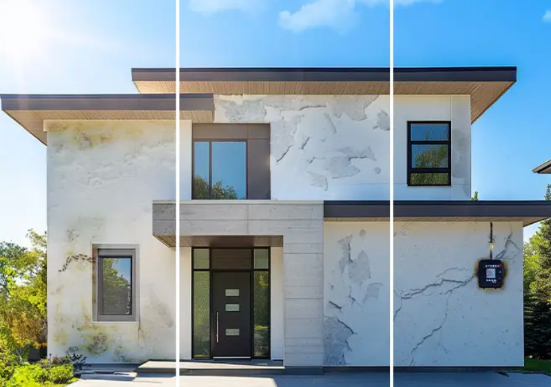 New building exterior wall protection against rain and moisture